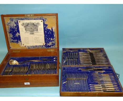 An Elkington &amp; Co. canteen of silver flatware, comprising: 24 table forks, 12 dessert forks, 12 dessert spoons, 18 tables