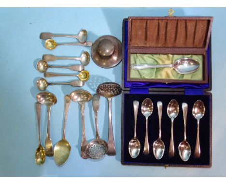 A George III silver sifter spoon, London 1815, maker TD, a George IV sifter spoon, London 1824, maker BD, various silver must