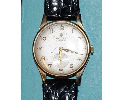 Rolex, a gentleman's 9ct-gold-cased Rolex Precision wrist watch, manual wind, with Swiss 17-jewel Montres Rolex movement no.5