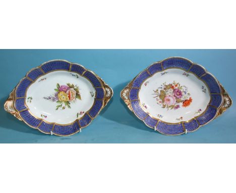 A pair of early-19th century Spode porcelain shaped botanical dishes, 29cm. 