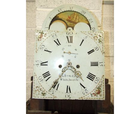 Thomas, Whitchurch, a late-18th century oak and mahogany-banded long-case clock, the swan-neck pediment and shaped waist pane