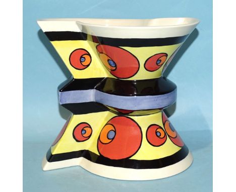 Lorna Bailey, a studio ceramic limited-edition "Back to Back" vase, no.187/250, 18cm high, factory mark, black signature to b