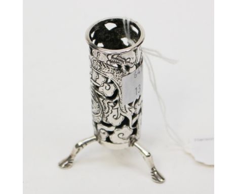 An early 20th Century Chinese pierced silver spill vase sleeve, struck marks