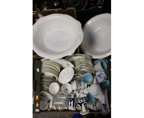 Poole Pottery part coffee service, with assorted Staffordshire part tea wares, two bowls, etc (one box and two bowls) 