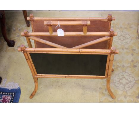 A vintage bamboo magazine rack