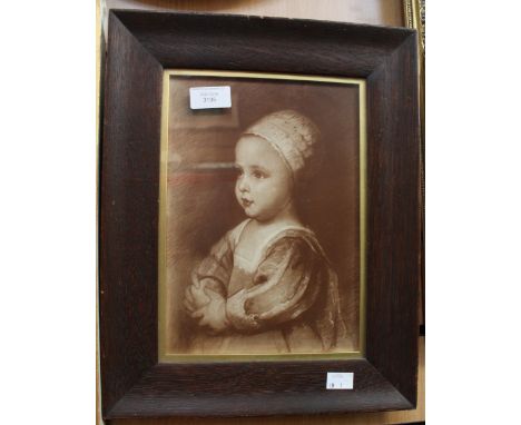 ****Ex Luddington Manor****After Sir Anthony Van Dyke, an oak framed coloured print of a study of a child, possibly the daugh