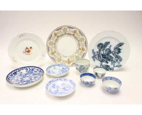   Group of English ceramics including Wedgwood black and white saucer, Spode cup and saucer,  plus another, sugar, tea bowl e