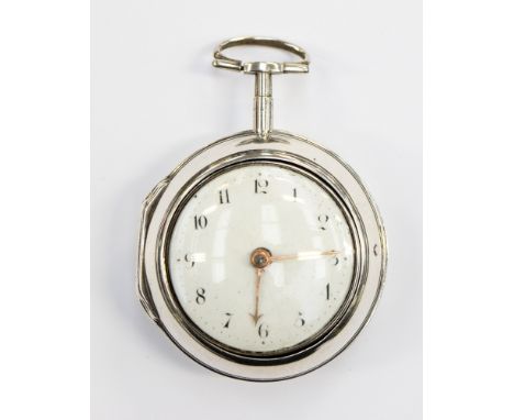 John Heapy of Stockport, a George III silver pair case pocket watch, 3.5cm white enamel dial, single fusee movement No. 510, 