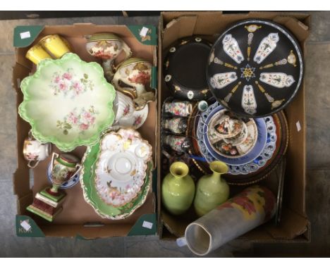 A collection of Continental and English Ceramics including a pair of Royal Worcester vases, Vienna pedestal urn, chinz patter