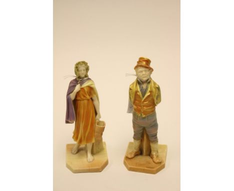  James Hadley for Royal Worcester, two blush ivory figures, Rd. No. 27571, peasant girl and No. 835, 17cm high (2)condition: 