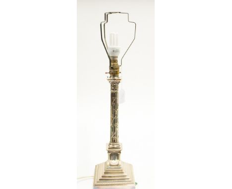 Silver plated Corinthian column lamp base