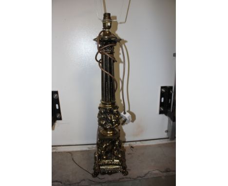 A large Corinthian column gilded, table lamp with putti around the base (1) 