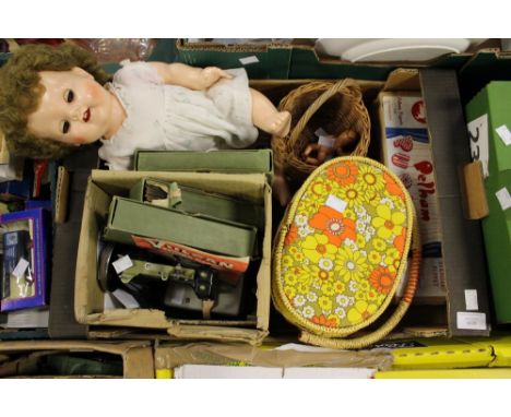 A vintage, circa 1950 Pelham puppet, original box and instructions, together with a Pedigree doll 'Carol', a miniature doll, 