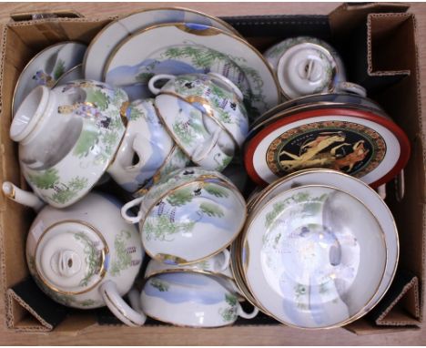 A Japanese early 20th century,  part tea service, wisteria design, Q