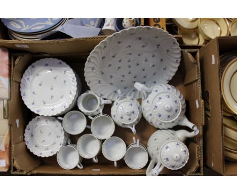 Hauiland France, Limoges tea and coffee service, decorated with blue wild flowers and garlands on a white ground (one box) 