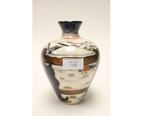 A Moorcroft vase in the 'Who Goes There' pattern, 1st quality, designed by and signed to the base by Anji Davenport, the vase