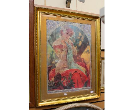 ****Ex Luddington Manor****Large framed Art Nouveau design print Lefevre Utile, 1904 