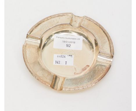 ****Ex Luddington Manor****An Art Deco silver ashtray, with engine turned decoration, Birmingham 1933, 99 grams / 3.21 ozt