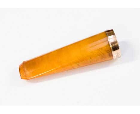 9ct gold and butter scotch amber cheroot holder in case