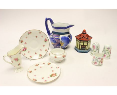 A Carlton ware jug, together with Minton, 'Haddon Hall' pattern condiment set, Royal Doulton china and a pagoda style pot (1 