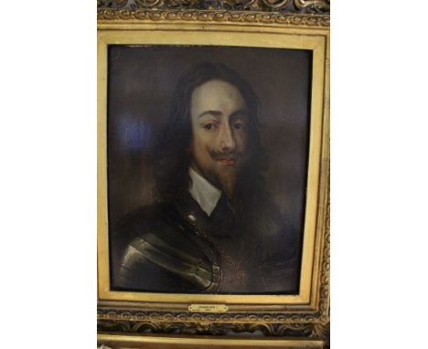 ****Ex Luddington Manor****After Sir Anthony Van Dyke, 18th Century school, oil on panel, bust length portrait of Charles I, 