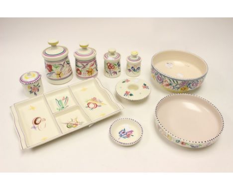 Poole Pottery, circa 1960s, to include storage pots, bowls and hors d'oeuvres dish (one box)