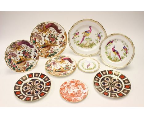 Two Royal Crown Derby 1128 pattern salad plates, together with three 'Olde Avesbury' plates, a 'Red Aves' plate and three han