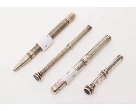 A collection of four 19th/early 20th Century silver propelling pencils including a Sampson Mordan & Company for L & C Hardtmu