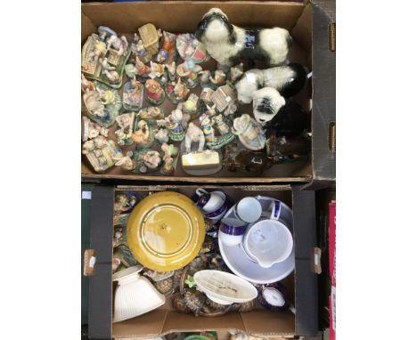 Wade Whimsies tortoises, Melba ware dogs, assorted Bunny and Teddy figures etc (2 boxes)