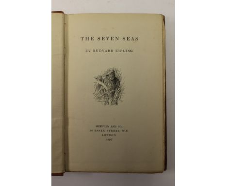 Rudyard Kipling, The Seven Seas, 1896, Methuen, red cloth covers, first edition, no dust jacket