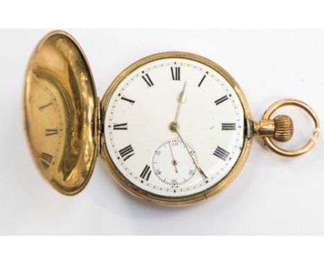 Gentleman's 9ct gold  pocket watch, a/f glass and surround detached, case dented, total gross weight approx 69gms cased