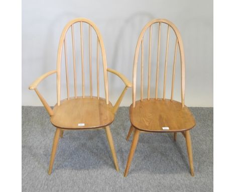 An Ercol light elm set of six dining chairs