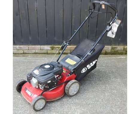A Sanli rotary petrol self propelled lawn mower