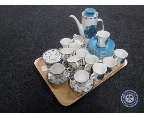 A tray containing six Royal Doulton Cambridge teacups and saucers together with twenty-six pieces of J &amp; G Meakin china