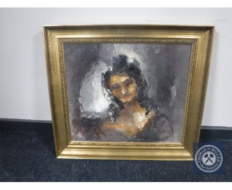 A gilt framed continental school oil on canvas, portrait of a lady