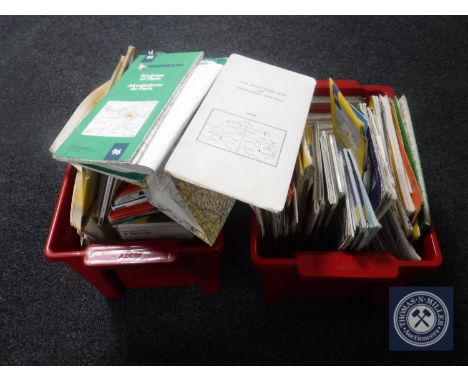 Two boxes containing ordnance survey maps