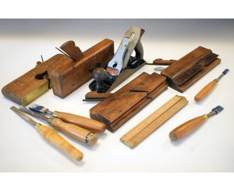 Woodwork Tools - Quantity of moulding planes, chisels and a Stanley plane   Condition: 