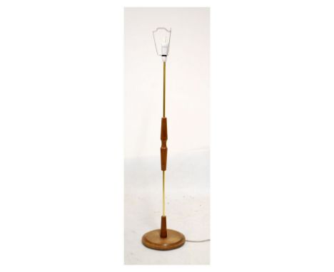 Modern Design - 1970's teak and brass standard lamp   Condition: 