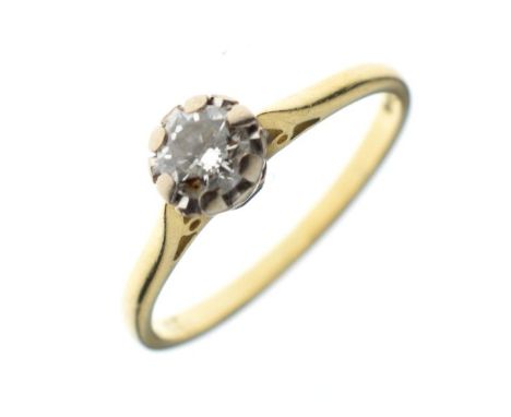 18ct gold solitaire diamond ring, size M, approximately 0.33ct, 2.5g gross approx   Condition: 