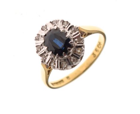 18ct gold sapphire and diamond dress ring, size M, 4.1g gross   Condition: 