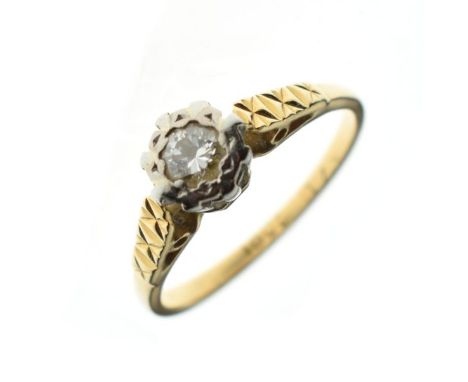 Solitaire diamond ring, the shank stamped '18ct', size K, 2.4g gross approx   Condition: 