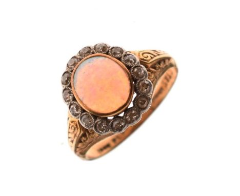 18ct gold opal and diamond dress ring, size M, 5.2g gross approx   Condition: 