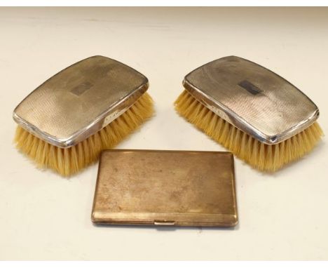 George VI engine turned silver cigarette case, Birmingham 1950, 5.2toz approx gross, together with a pair of Edward VIII engi