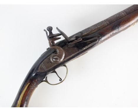 A 19th century flintlock pistol, Turkish or Balkans area, part faceted steel barrel with armoury marks and inscribed indistin