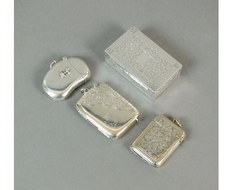 An Edwardian silver snuff box, John Henry Rawlings, London 1903, of rectangular form with bright cut engraved decoration and 