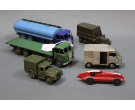 A group lot of Dinky and diecast, comprising a blue Super Toys 504 Foden 14-ton tanker, a green 502 Foden flat truck, a 641 a