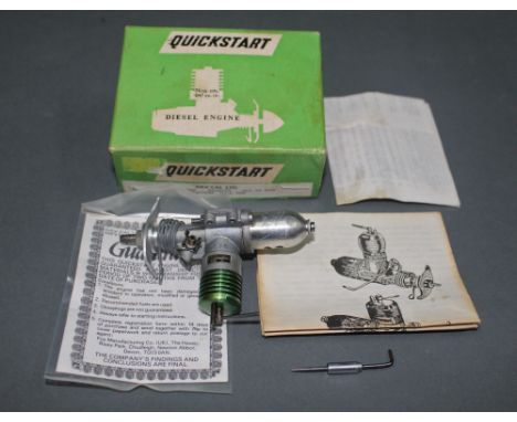 A boxed Quick Start .76cc Merlin diesel engine with instructions and guarantee 