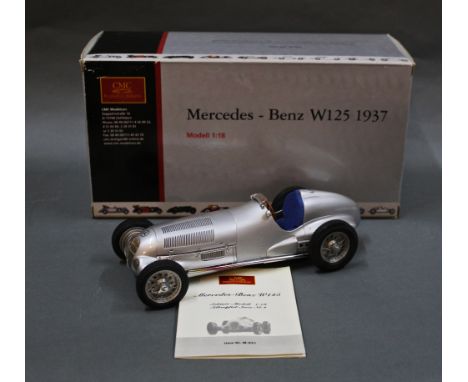 A CMC models 1:18 scale Mercedes Benz 1937 car (W125), with original box and leaflet.