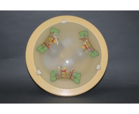 A vintage Winnie the Pooh glass ceiling light fitting, diameter 36 cm. 