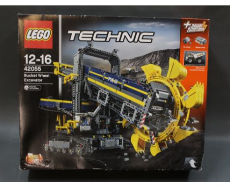 A boxed Lego Technic Bucket Wheel Excavator 2 in 1 model set (42055), in disassembled.